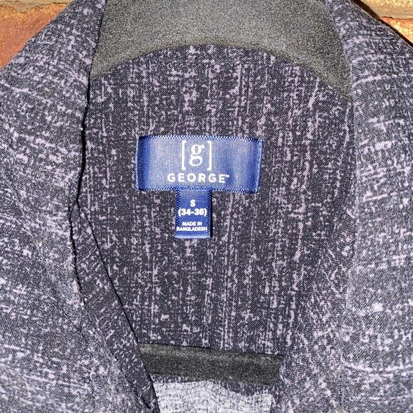 George Black Gray Hawaiian Tropical Short Sleeve Button Down Shirt Men's Small - Picture 3 of 4